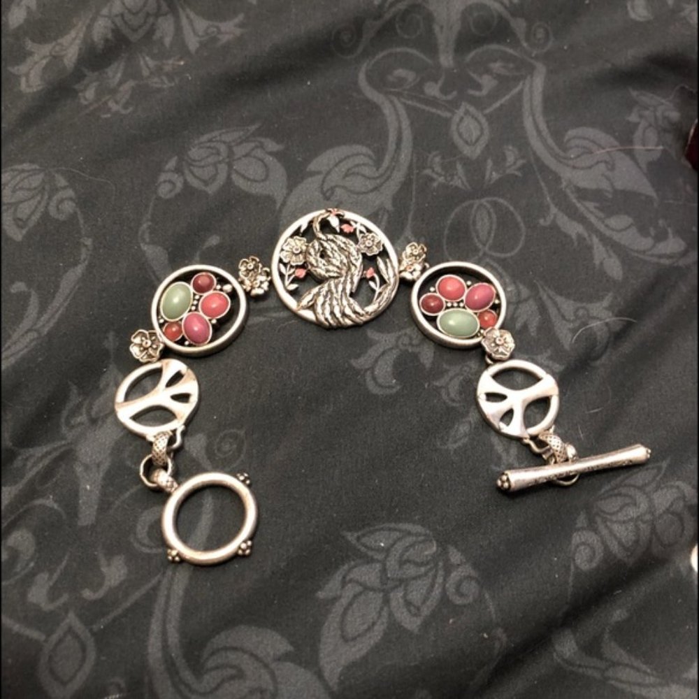 Lucky Brand Silver Peace sign bracelet.